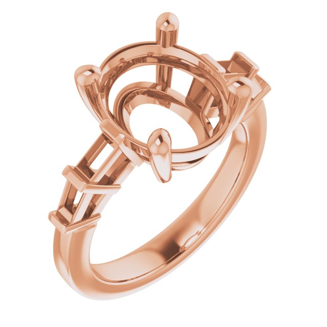 Baguette Accented Engagement Ring