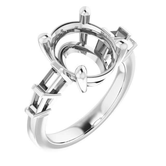 Baguette Accented Engagement Ring