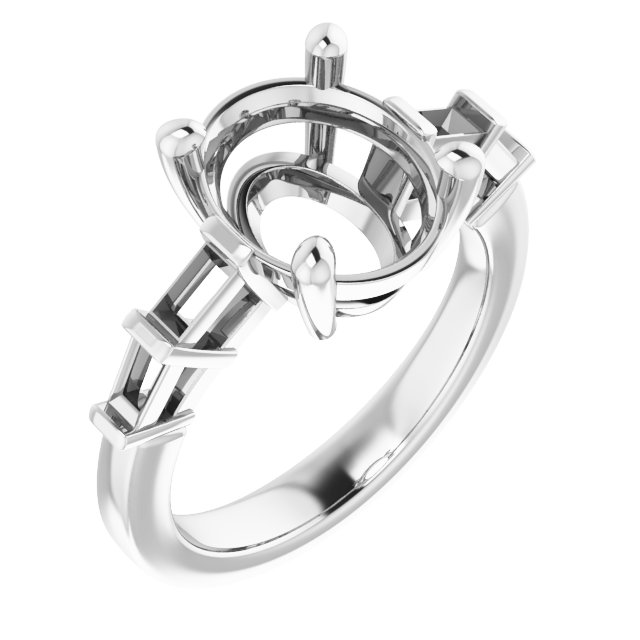 Baguette Accented Engagement Ring