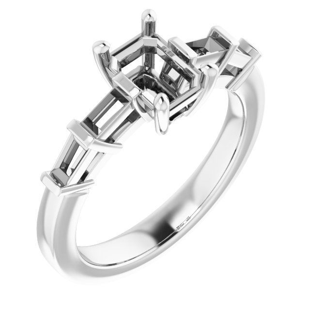 Baguette Accented Engagement Ring