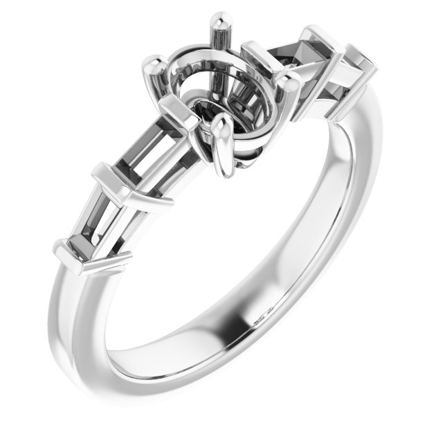 Baguette Accented Engagement Ring