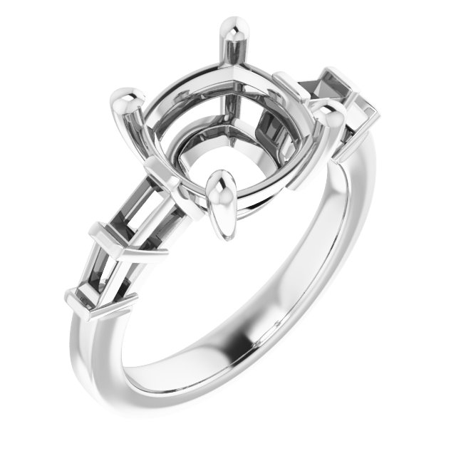 Baguette Accented Engagement Ring