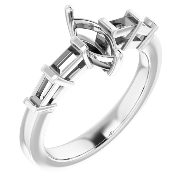 Baguette Accented Engagement Ring