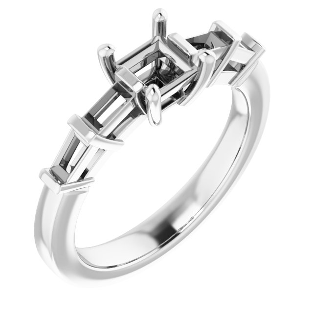 Baguette Accented Engagement Ring