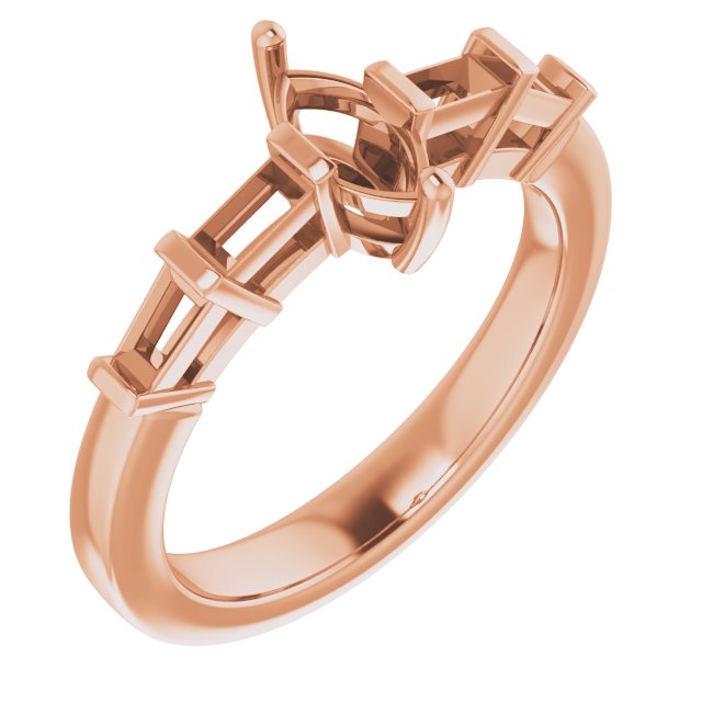 Baguette Accented Engagement Ring