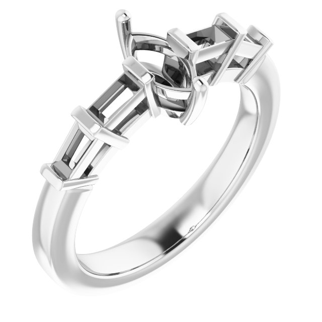Baguette Accented Engagement Ring