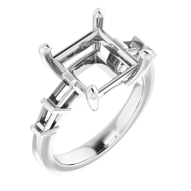 Baguette Accented Engagement Ring