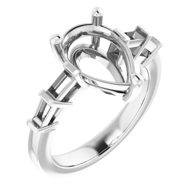 Baguette Accented Engagement Ring
