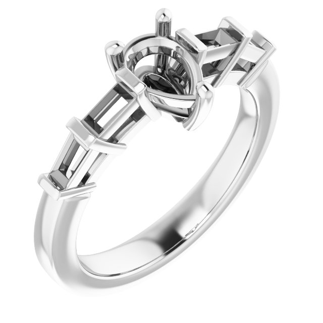 Baguette Accented Engagement Ring
