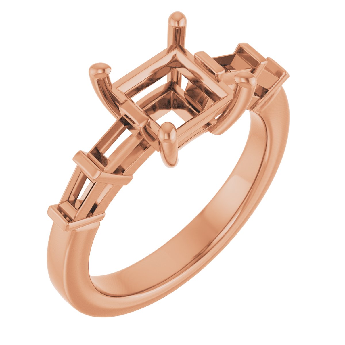 Baguette Accented Engagement Ring