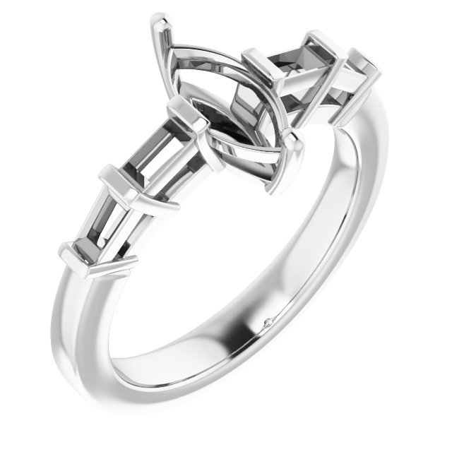 Baguette Accented Engagement Ring