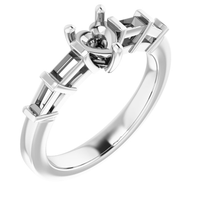 Baguette Accented Engagement Ring