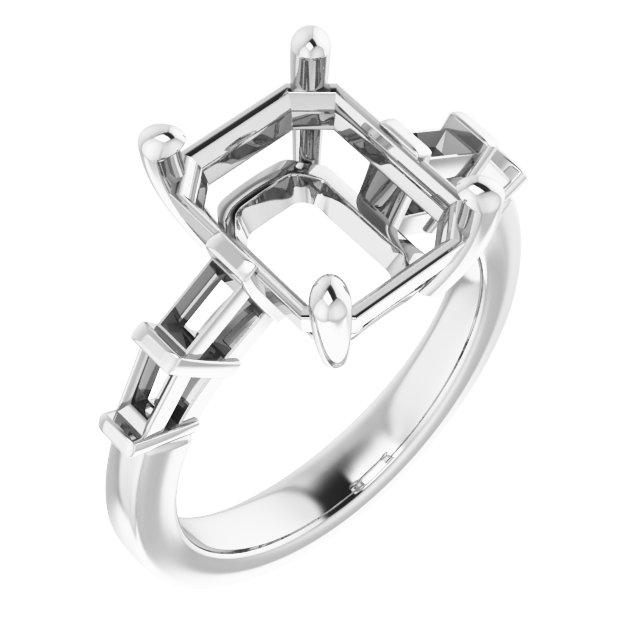 Baguette Accented Engagement Ring