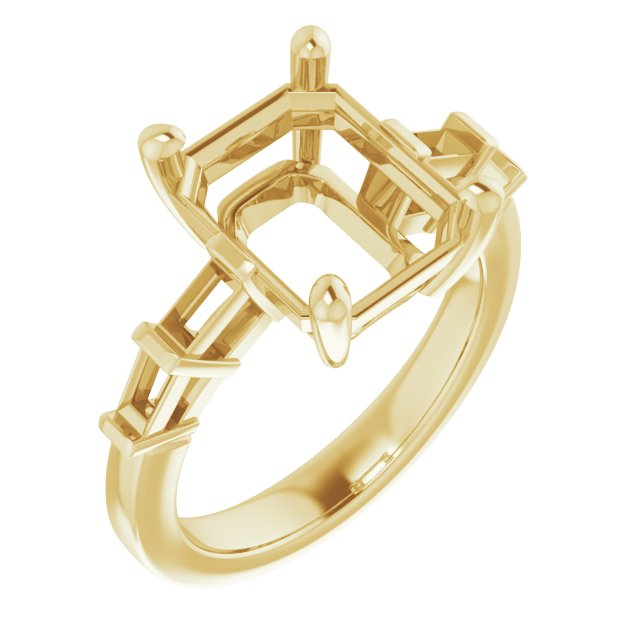 Baguette Accented Engagement Ring