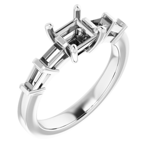 Baguette Accented Engagement Ring