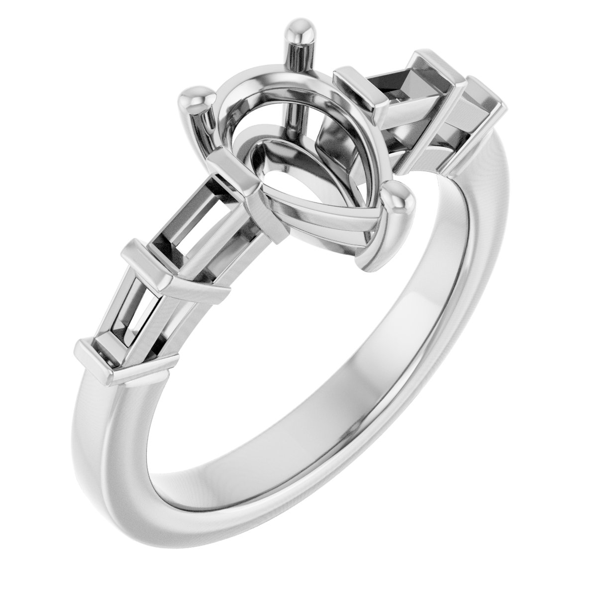 Baguette Accented Engagement Ring