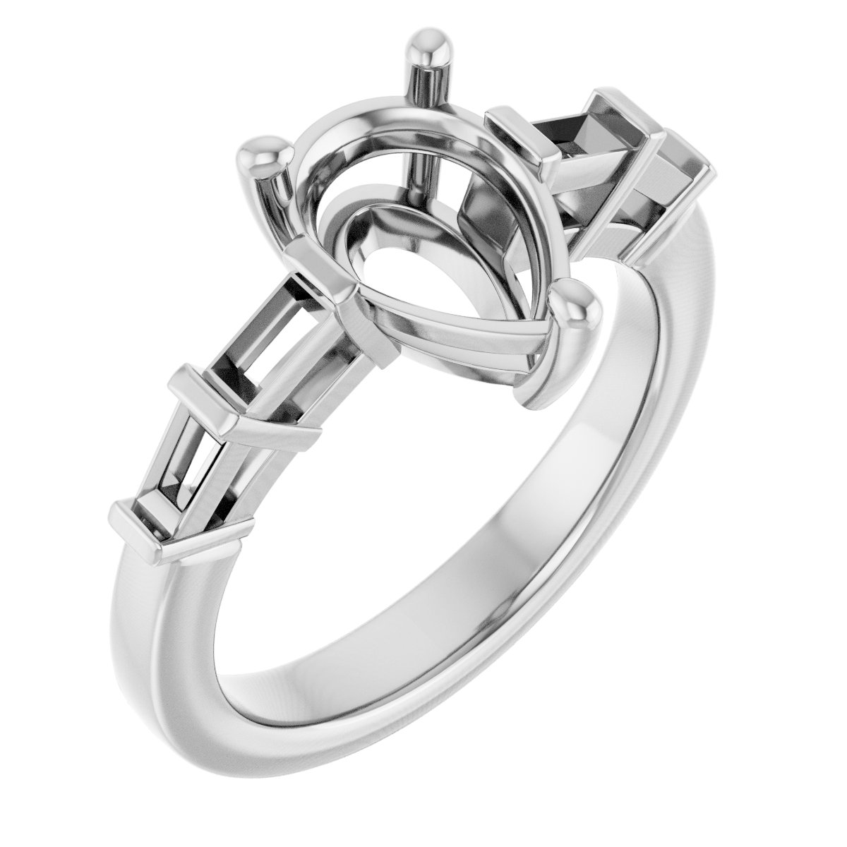 Baguette Accented Engagement Ring