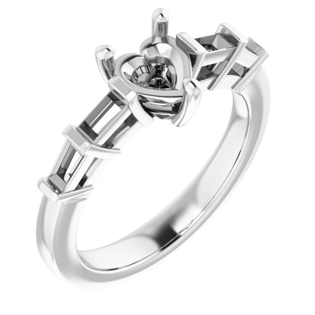 Baguette Accented Engagement Ring