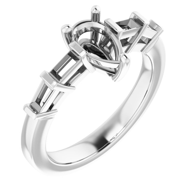 Baguette Accented Engagement Ring