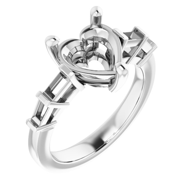 Baguette Accented Engagement Ring