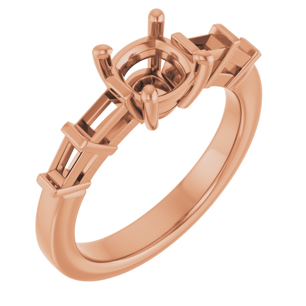 Baguette Accented Engagement Ring