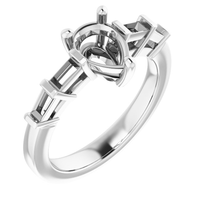 Baguette Accented Engagement Ring