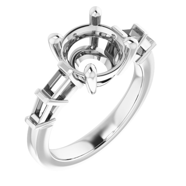 Baguette Accented Engagement Ring