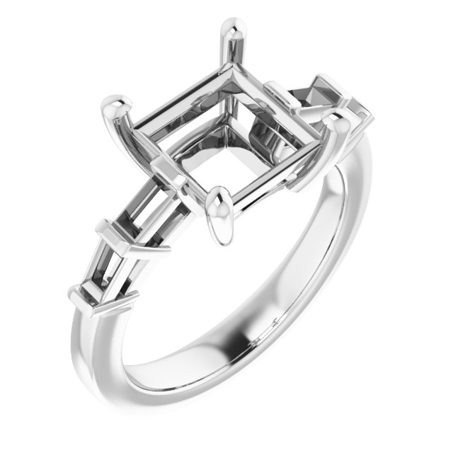 Baguette Accented Engagement Ring
