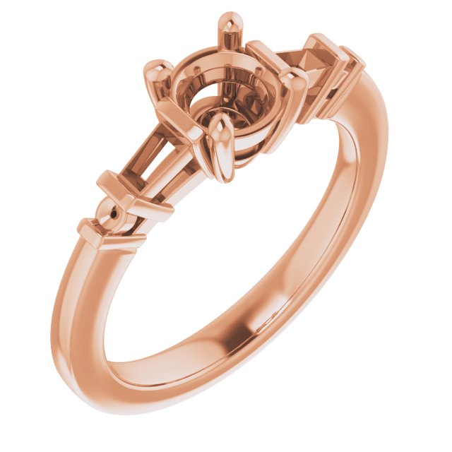 Baguette Accented Engagement Ring