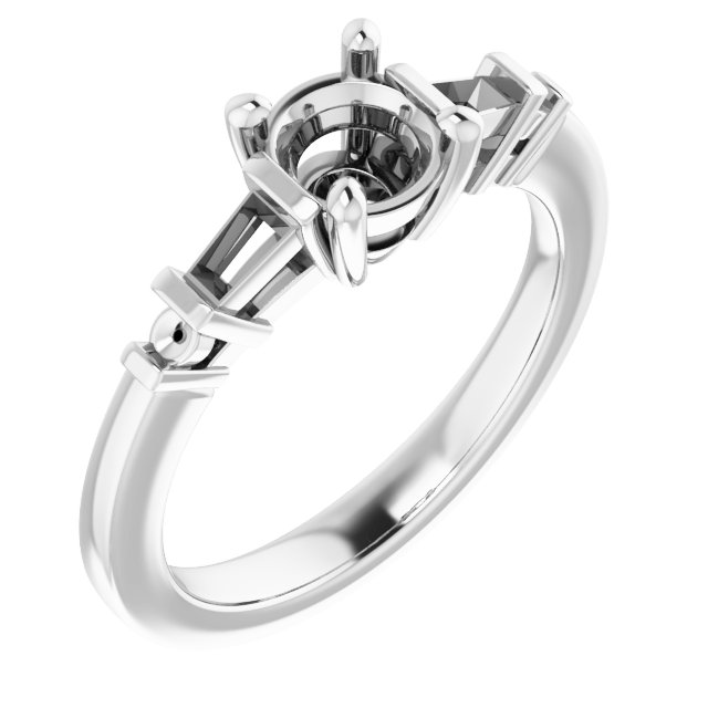 Baguette Accented Engagement Ring