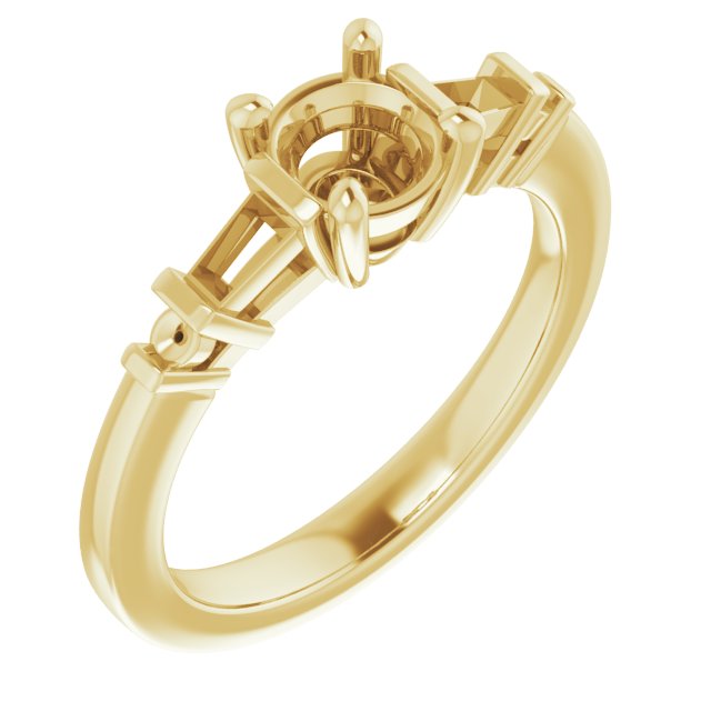 Baguette Accented Engagement Ring