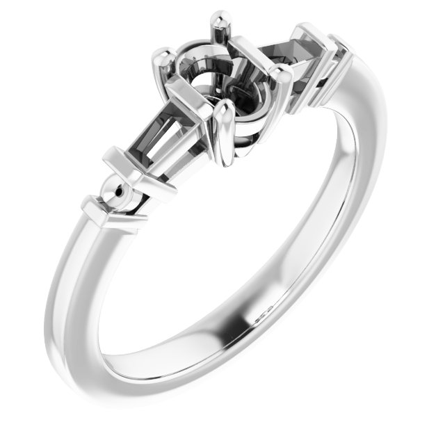 Baguette Accented Engagement Ring