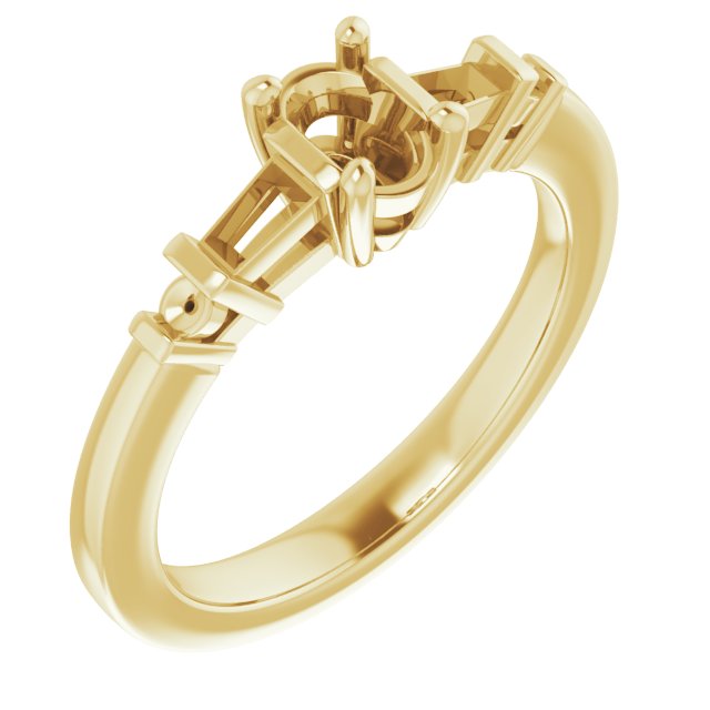 Baguette Accented Engagement Ring