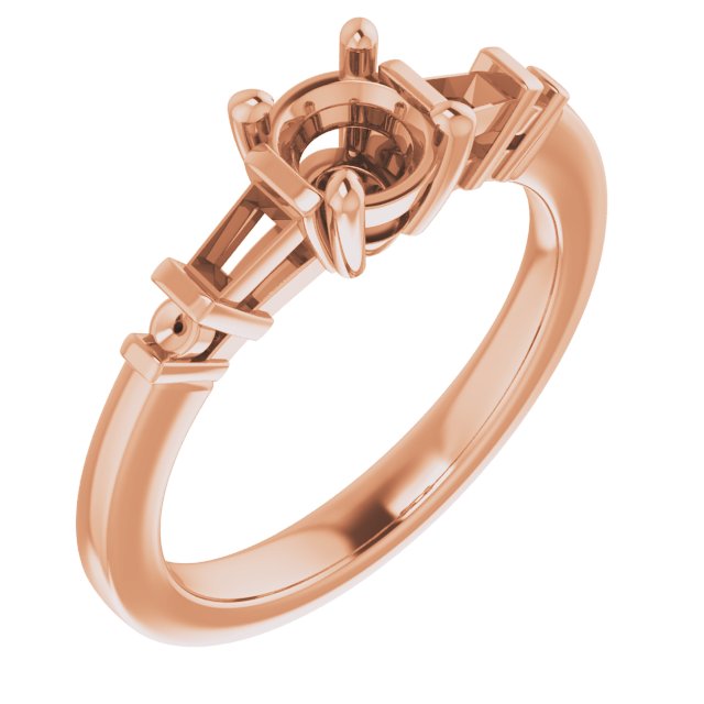 Baguette Accented Engagement Ring