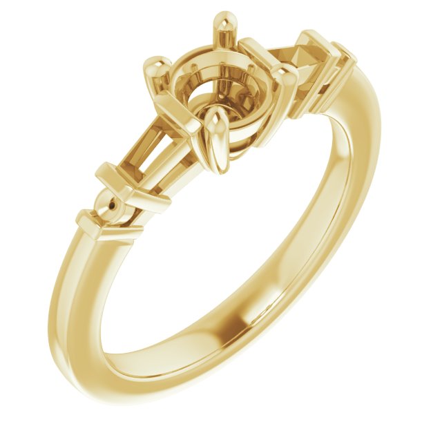 Baguette Accented Engagement Ring
