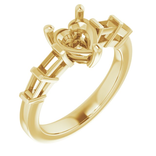 Baguette Accented Engagement Ring