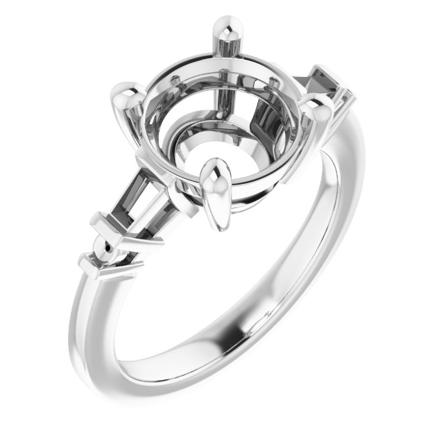 Baguette Accented Engagement Ring