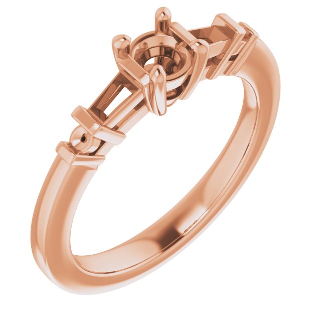 Baguette Accented Engagement Ring