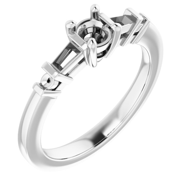 Baguette Accented Engagement Ring