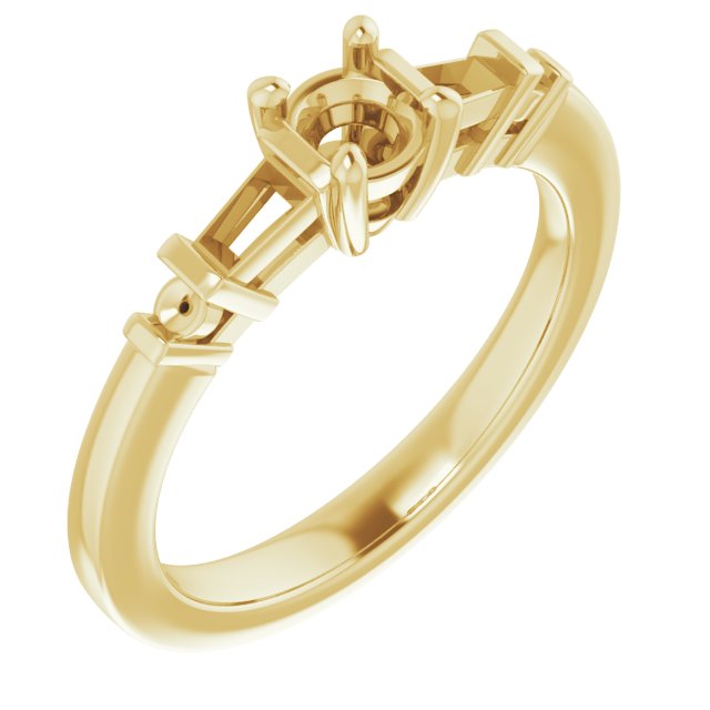 Baguette Accented Engagement Ring