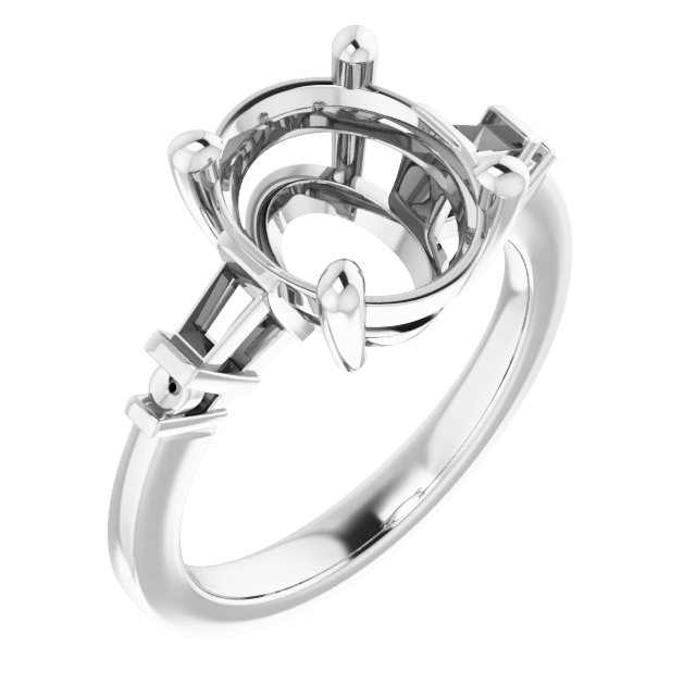 Baguette Accented Engagement Ring