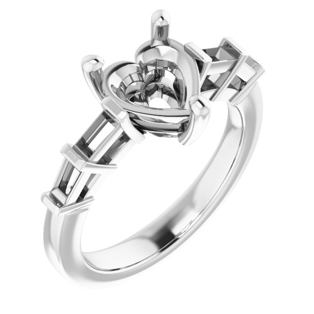 Baguette Accented Engagement Ring