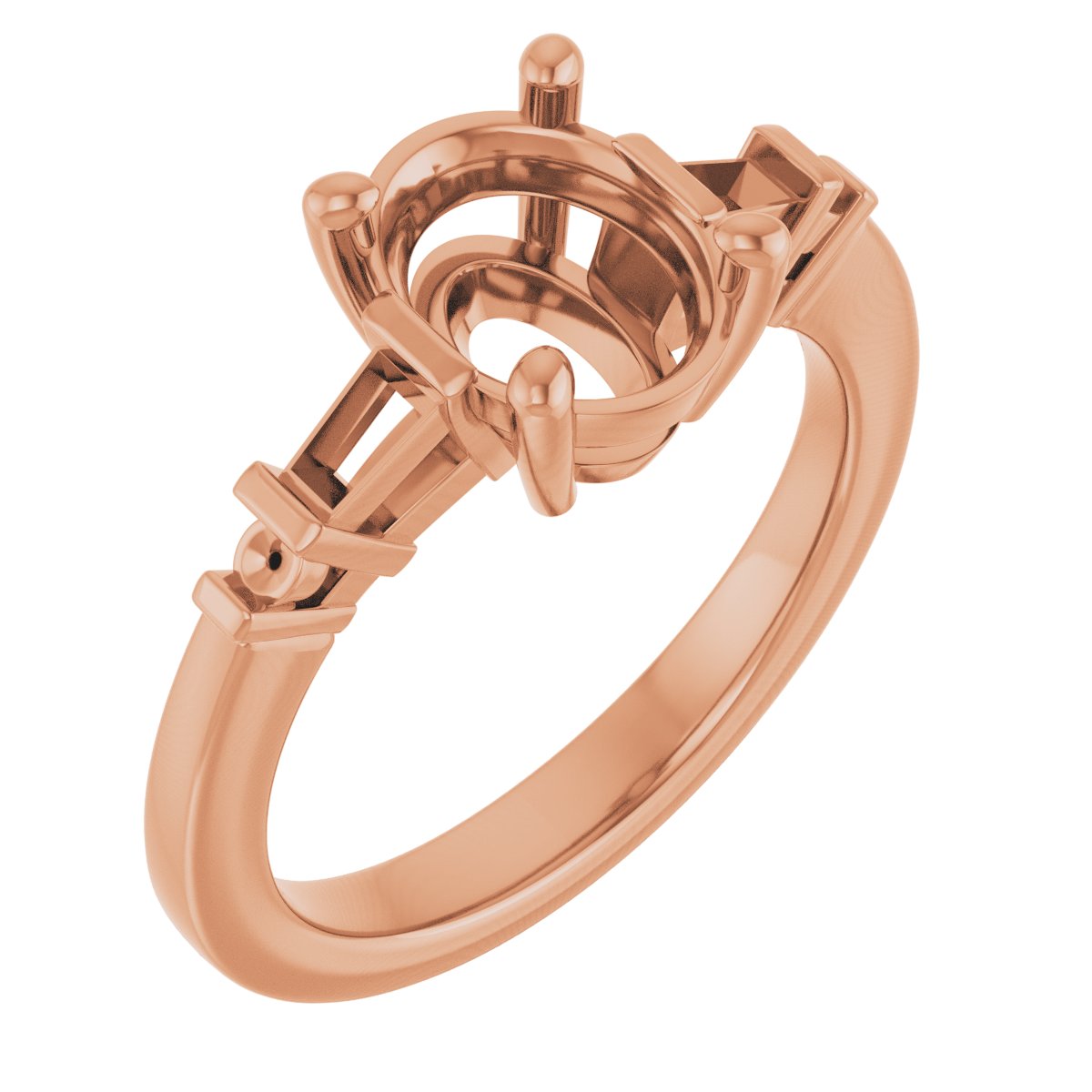 Baguette Accented Engagement Ring