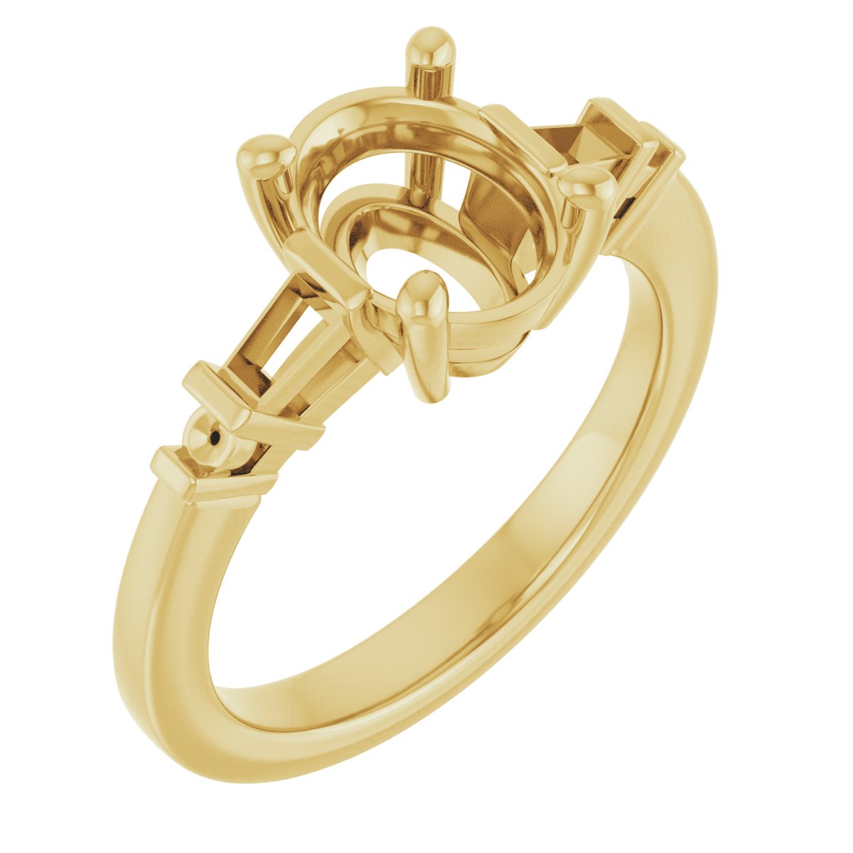 Baguette Accented Engagement Ring