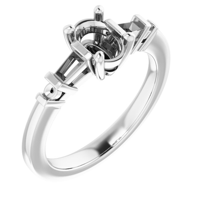 Baguette Accented Engagement Ring