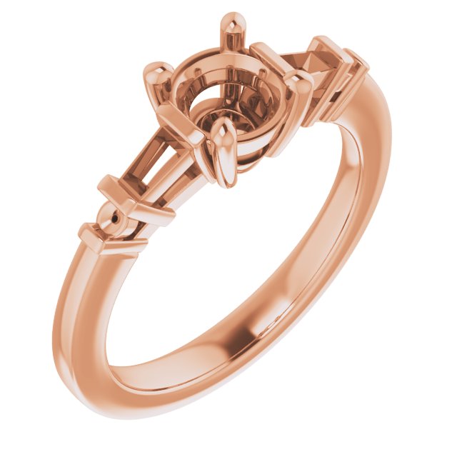 Baguette Accented Engagement Ring
