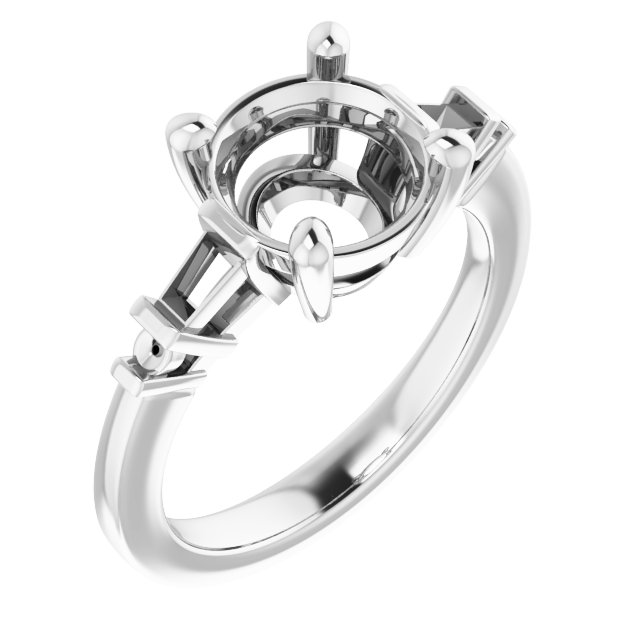 Baguette Accented Engagement Ring