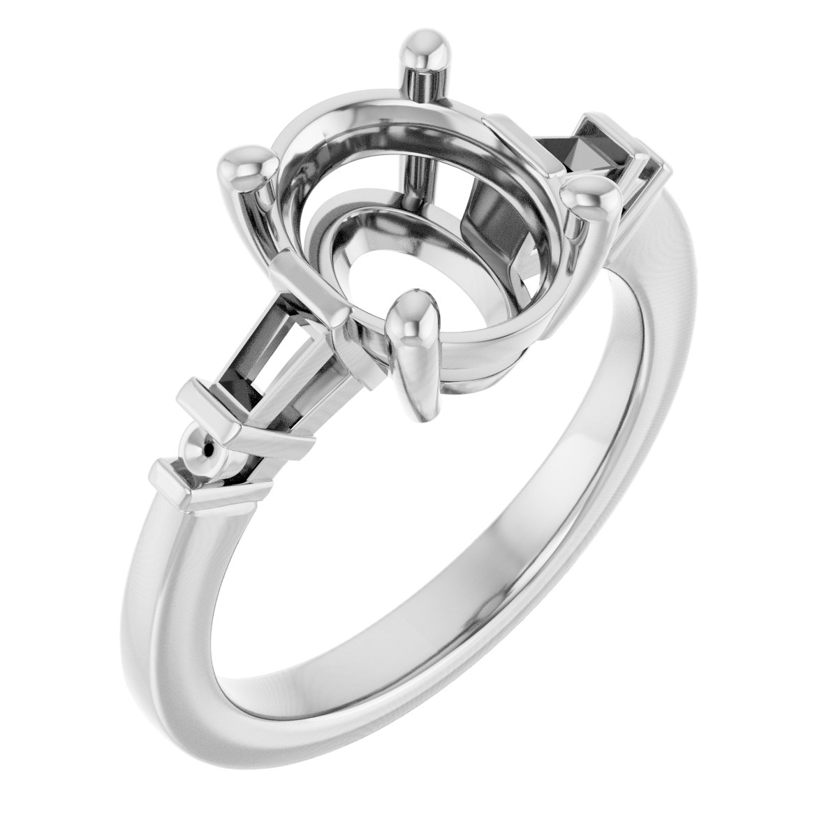 Baguette Accented Engagement Ring