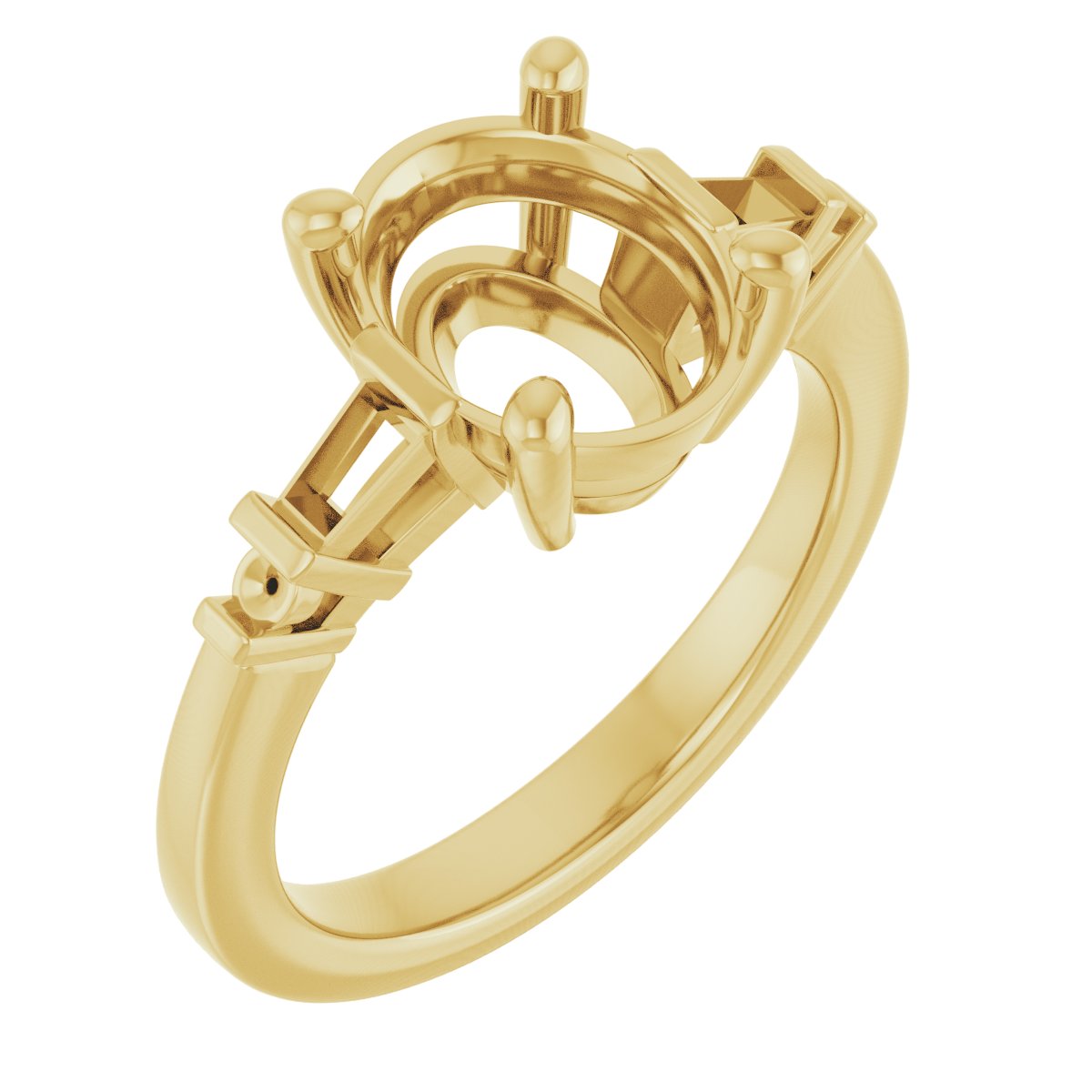 Baguette Accented Engagement Ring