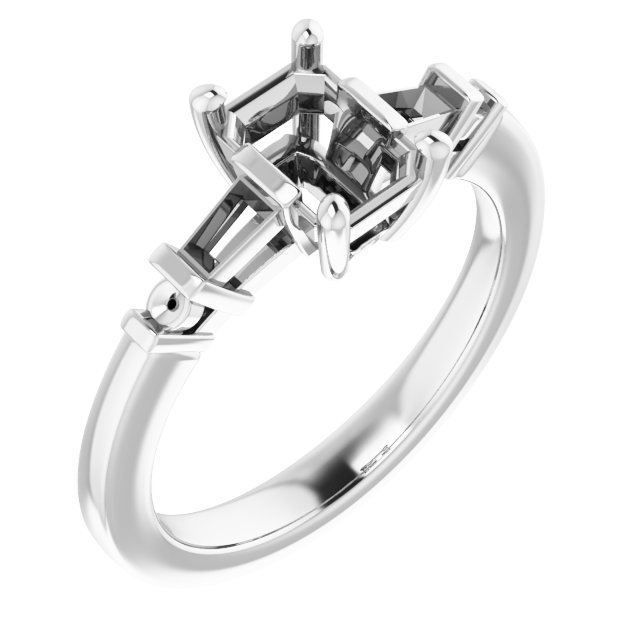 Baguette Accented Engagement Ring